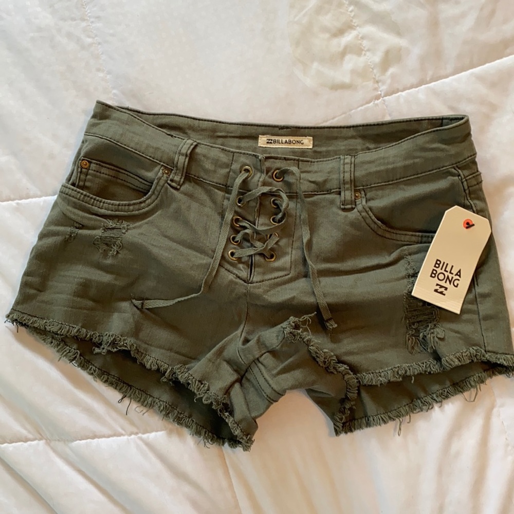 Brand new billabong front tie denim shorts